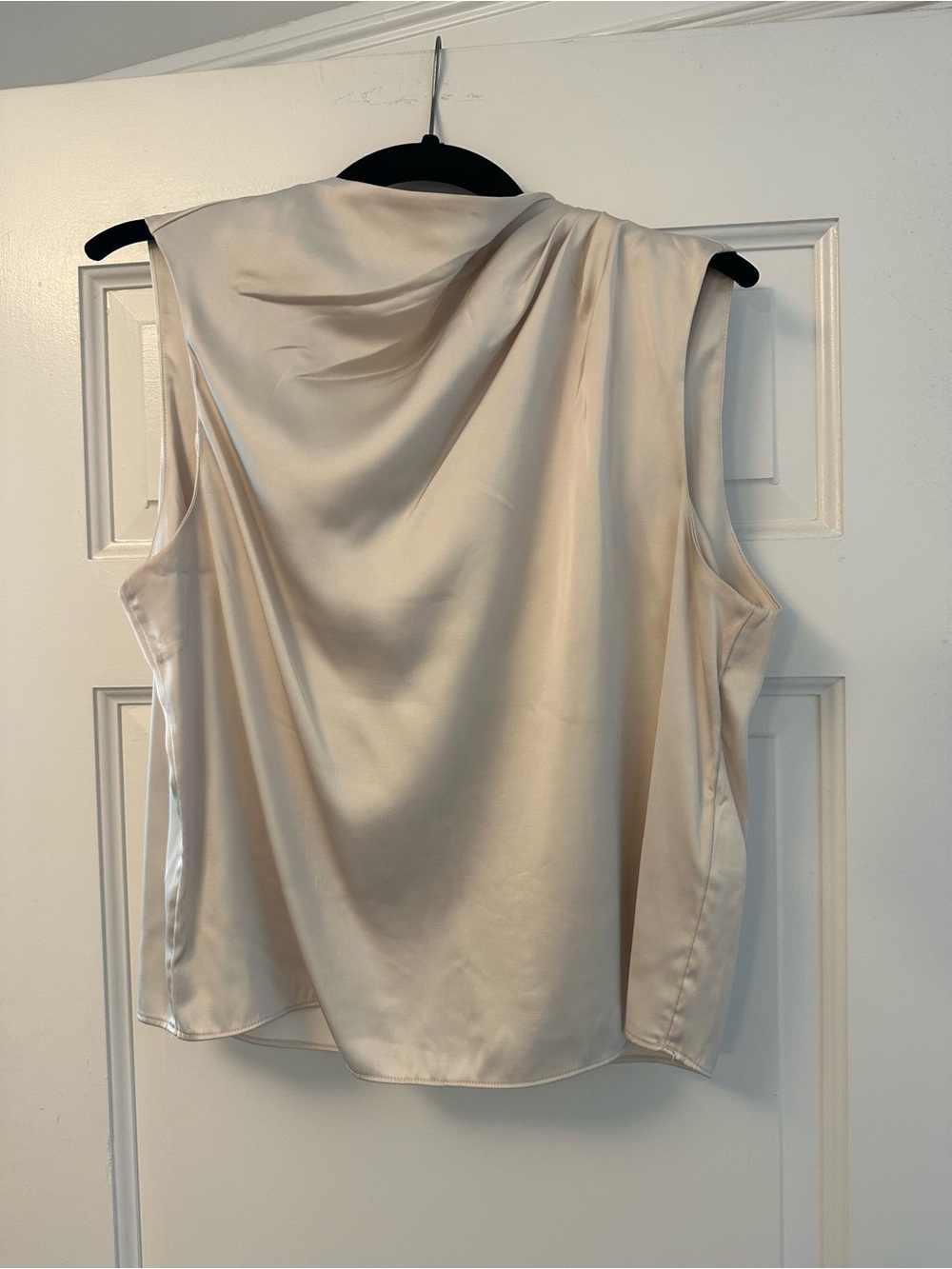 Abercrombie & Fitch Cream Satin Draped Sleeveless Top